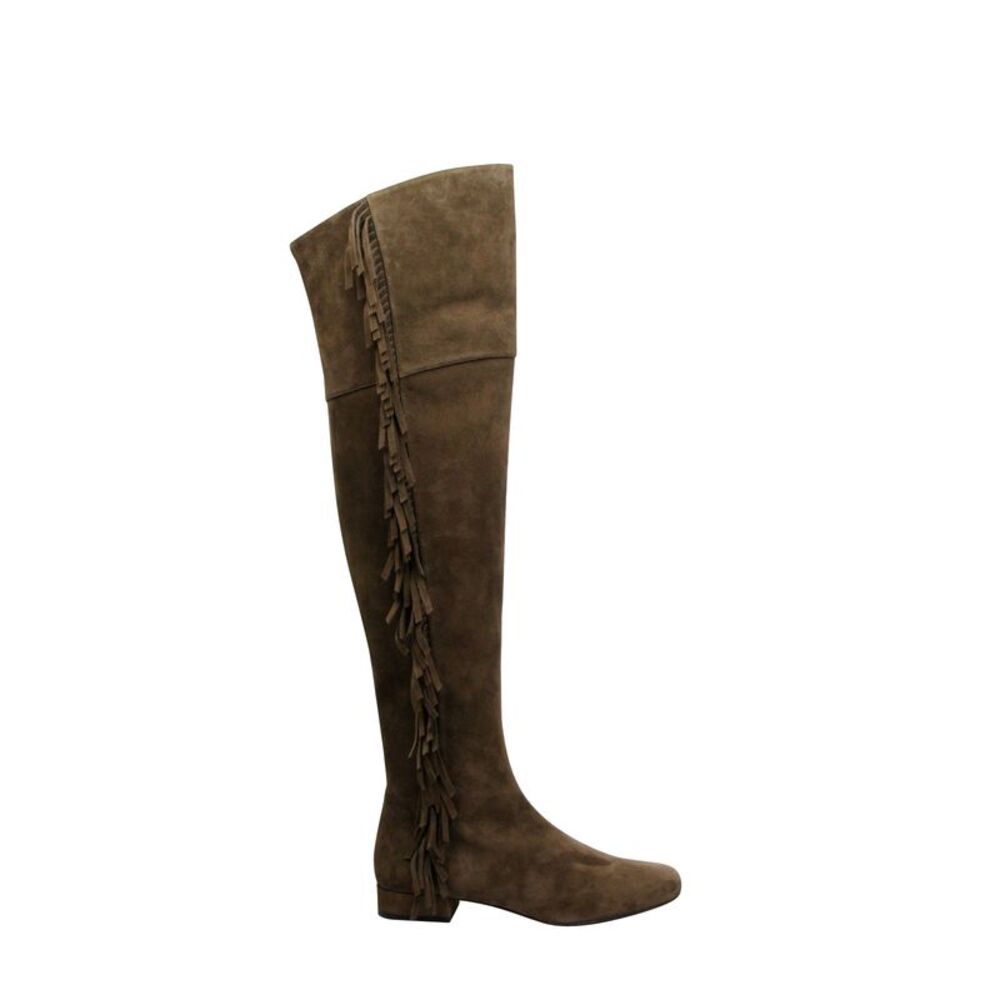 Saint Laurent Women's Over The Knee Brown Suede Fringed Boots (37 EU / 7 US) - Picture 6 of 8